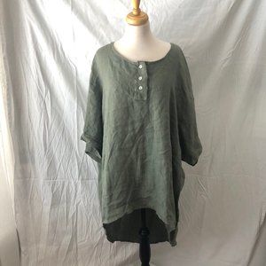 Linen hi low boho tunic size 3X made in Italy